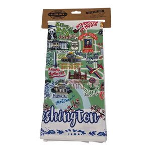 Washington D.C. Attractions Flour Sack State Dish Towel 100% Cotton 20x28 NWT